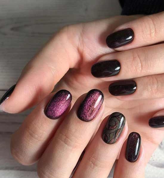 Black cat eye manicure