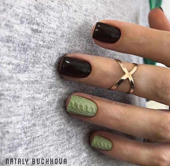 Black knit manicure - short length