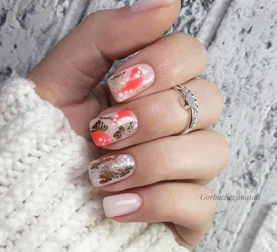 Light manicure with bright decor