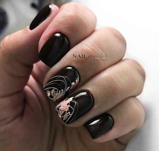 Burgundy nails with spider web design