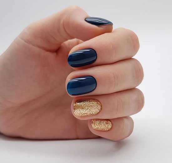 Blue and gold nail designs