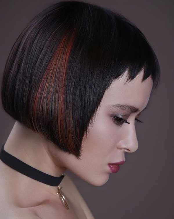 Short bob with fashionable short bangs photo