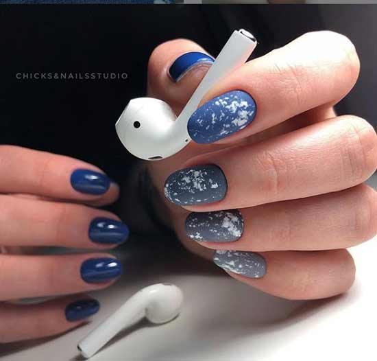 Blue manicure short length