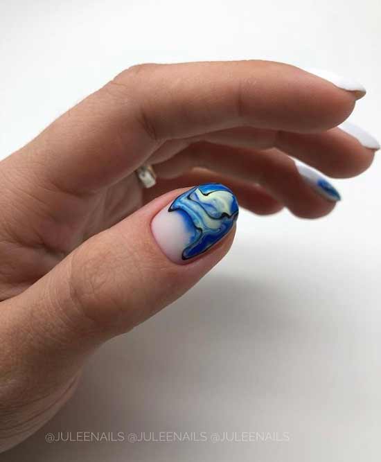 Blue textures in manicure