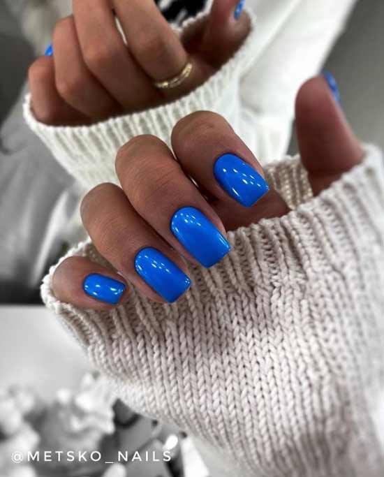 Blue solid color manicure