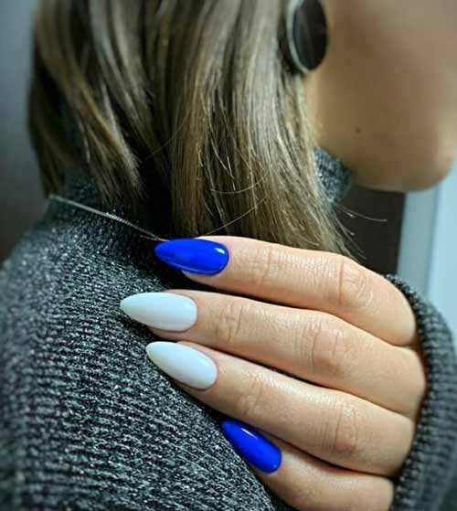 Dessins d'ongles bleus + blancs