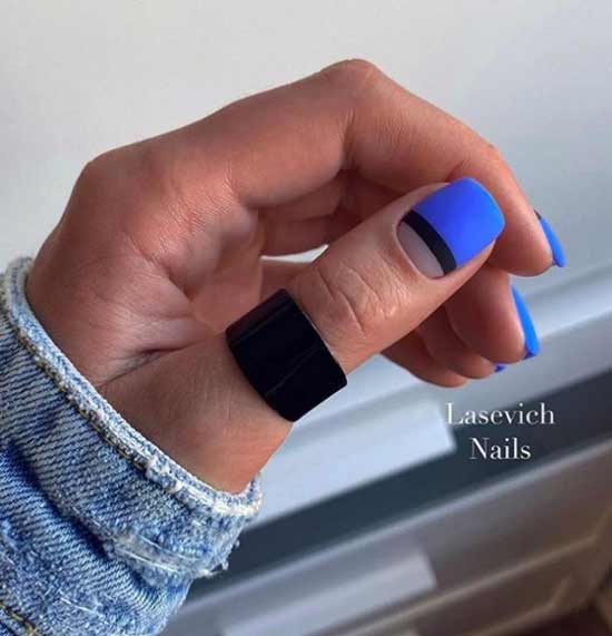 Blue color manicure