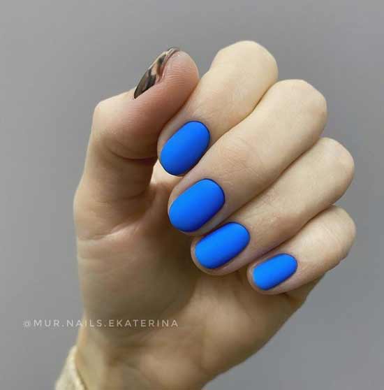 Matte blue manicure