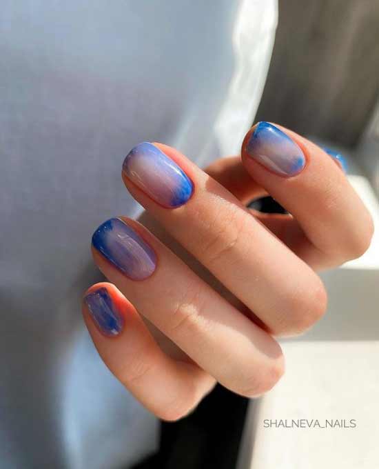 Blue with transparent manicure