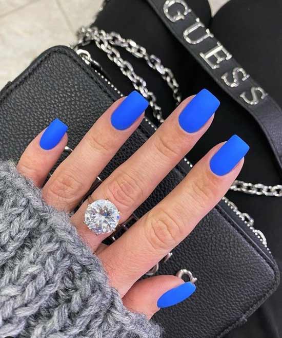 Bright blue manicure