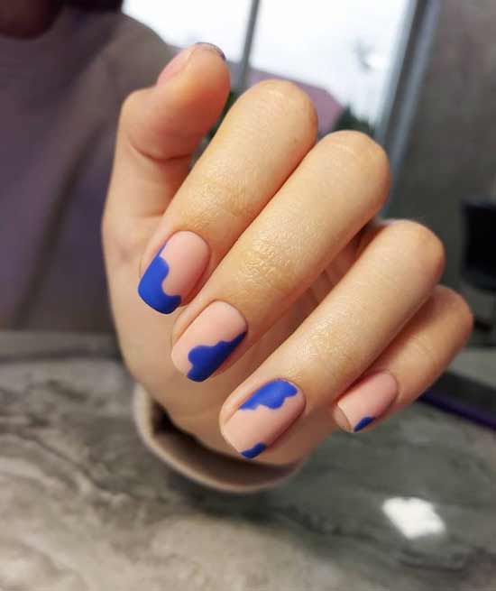 Blue matte nail design