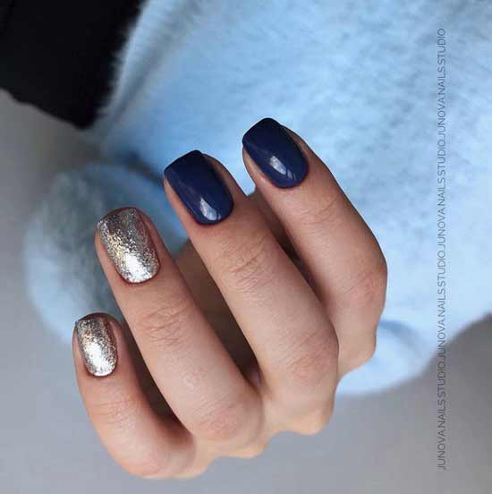 Blue and gold manicure