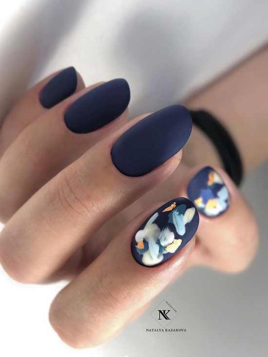 Dark blue manicure design