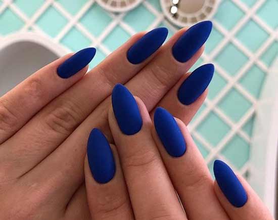 Matte blue on long nails