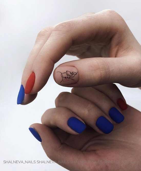 Red and blue manicure photo