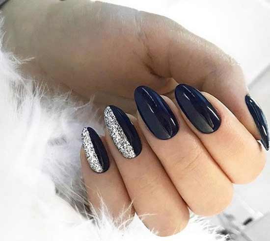 Blue and silver manicure