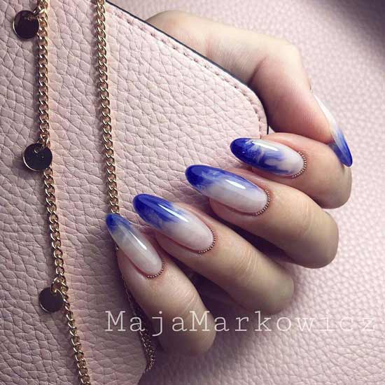 Manicure with blue stains