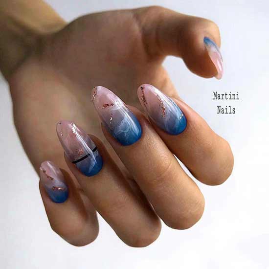 Blue nautical manicure design