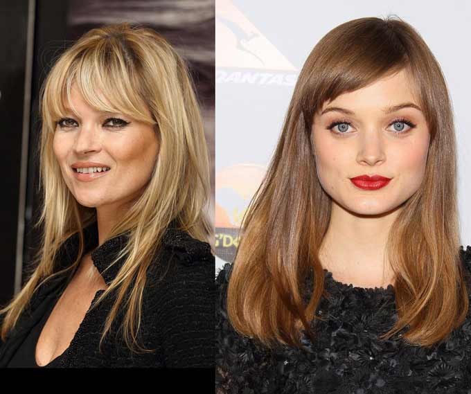 Celebrities with long haircuts with bangs