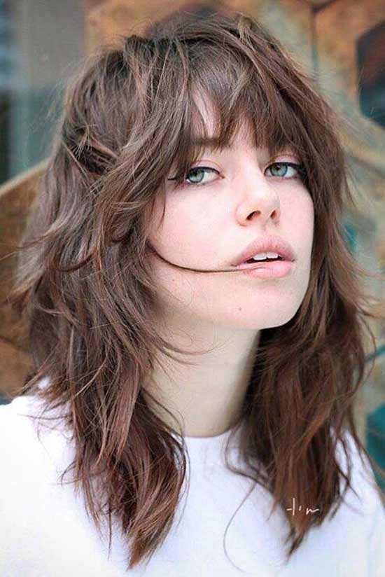 Trendy Extra Long Shaggy Haircuts with Bangs