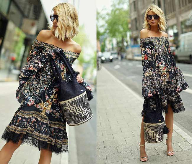 Fringe Puff Sleeve Casual Dress