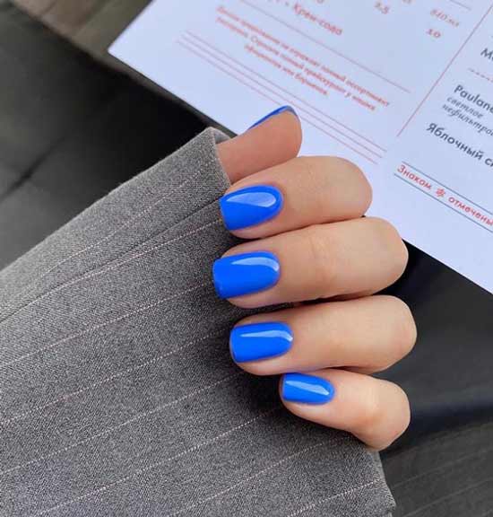 Bright blue manicure