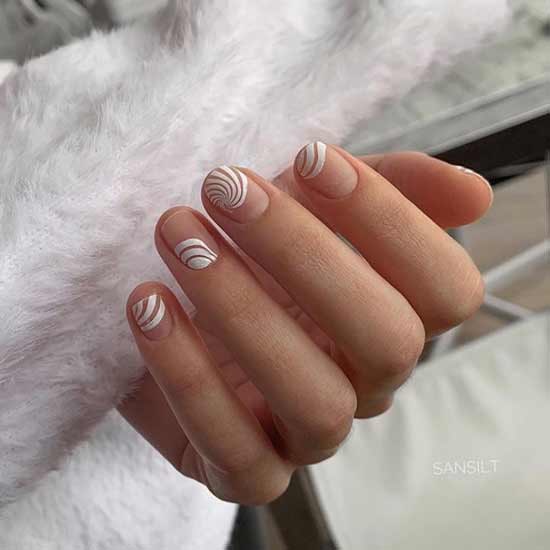 Nude and white manicure