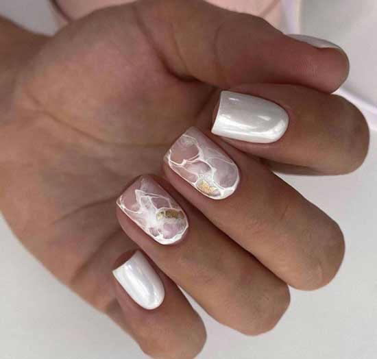 White manicure with rub