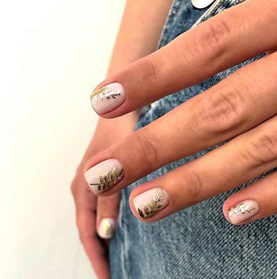 Very short length nude manicure - winter idea