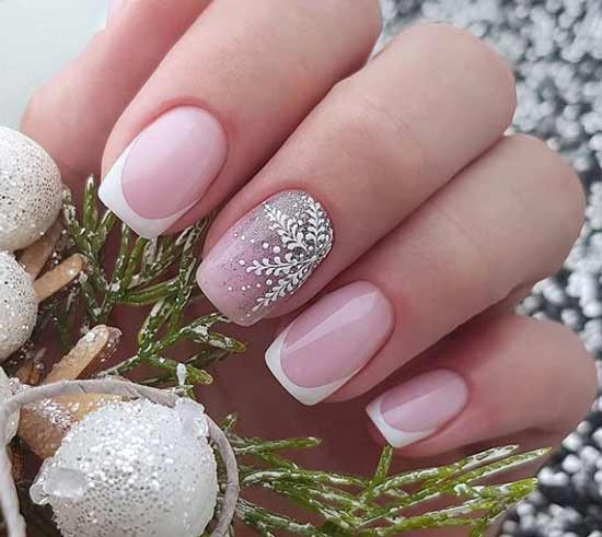 New Year's French manicure short nails