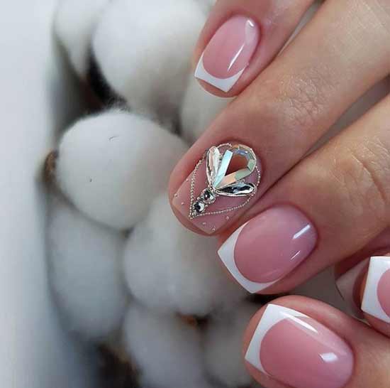 French manicure of the bride