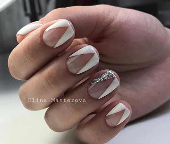 Geometric French short nails