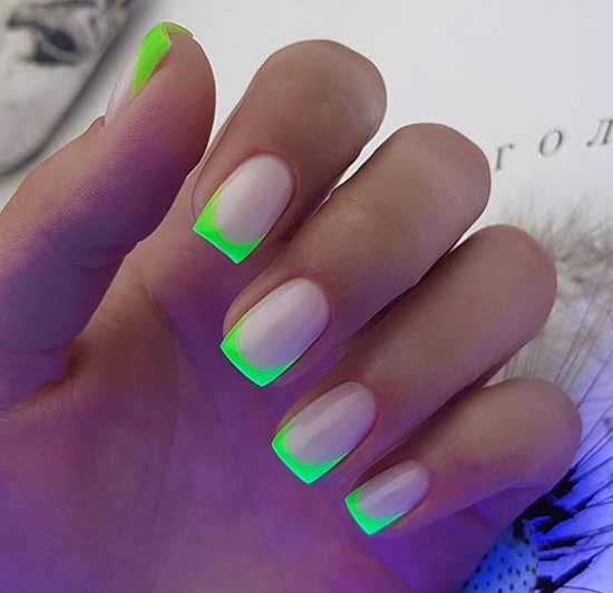 Neon french short nails