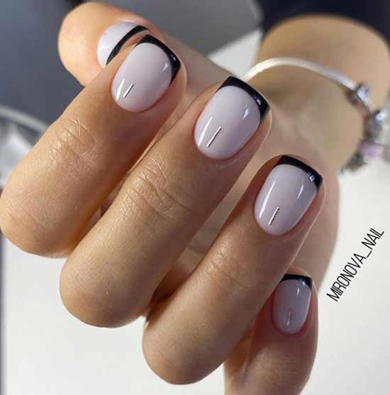 Black French short nails