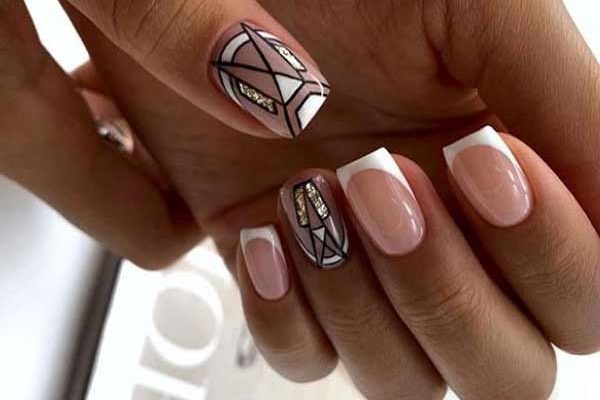 Beautiful French manicure ideas with geometry