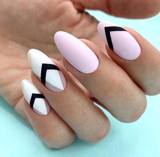 Pink manicure with geometry