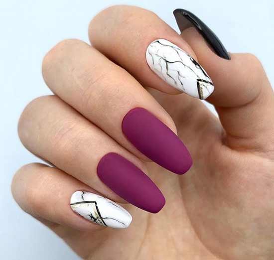 Marble nail design with geometry