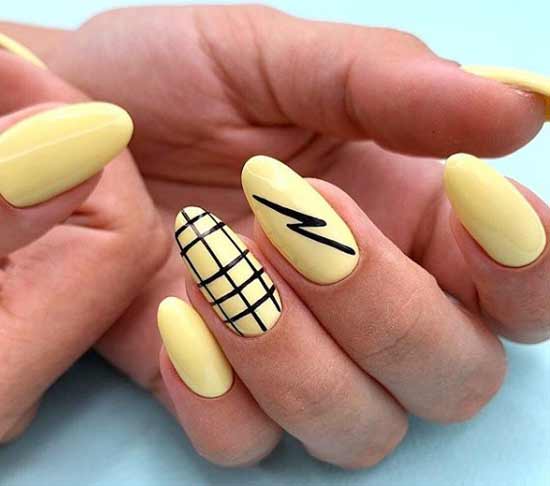 Geometry black designs on nails