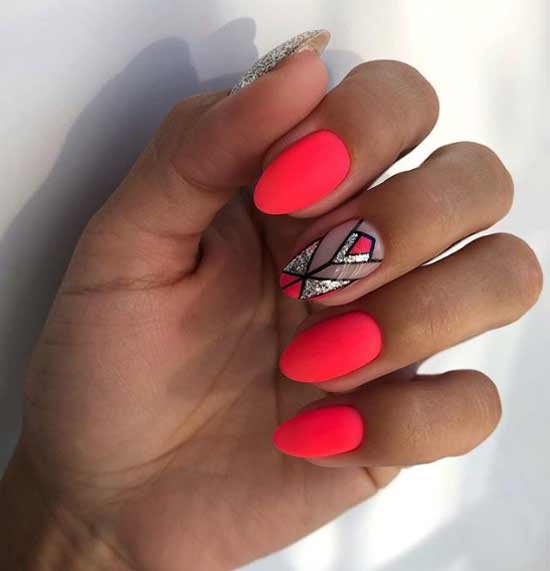 Bright geometric nail design