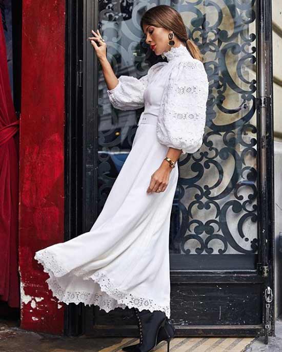 White dress with puff sleeves