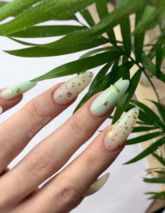 Mint long nails manicure