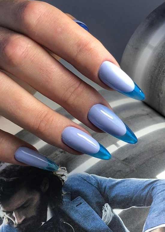 Transparent French long nails