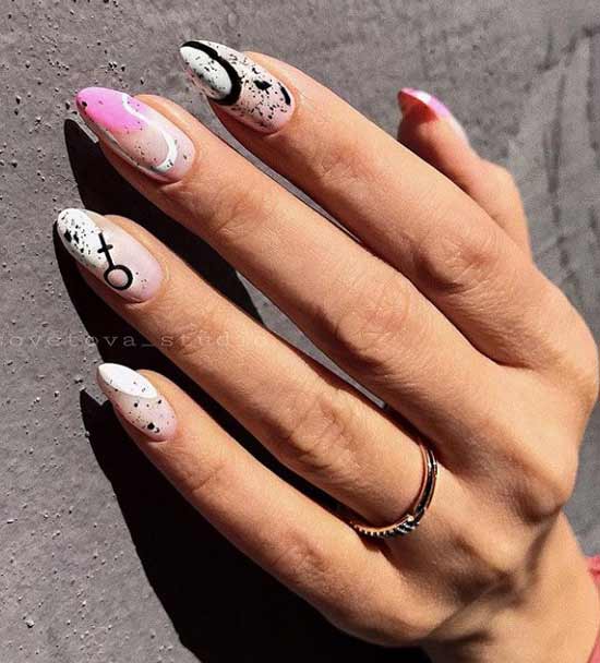 Delicate watercolor manicure long nails