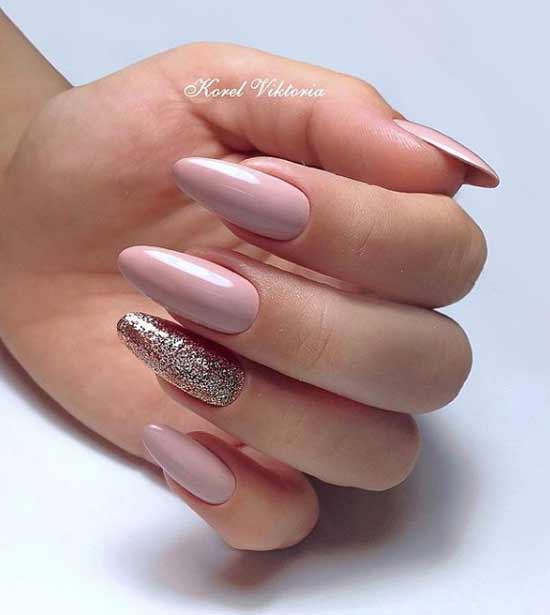 Delicate manicure with a pink photo