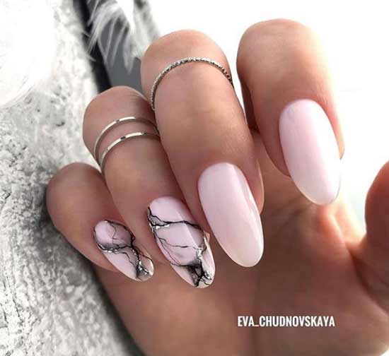 Marble manicure long nails