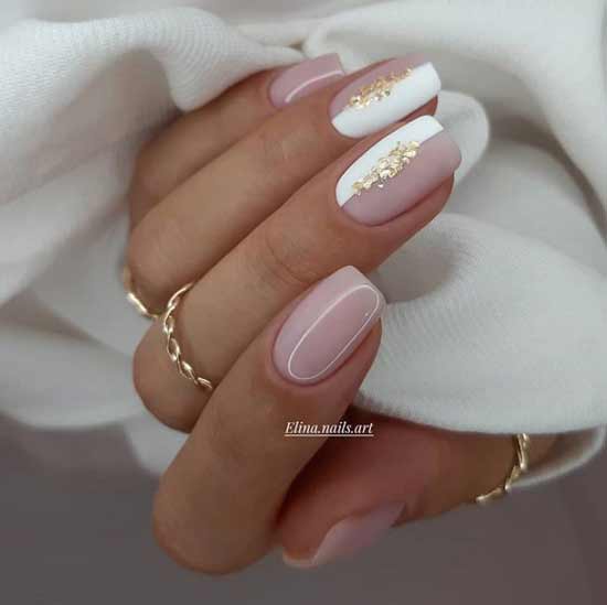 Chic beige and white manicure