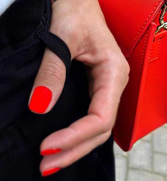 Bright red manicure chic design