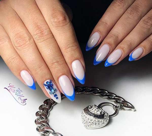 French in blue with rhinestones