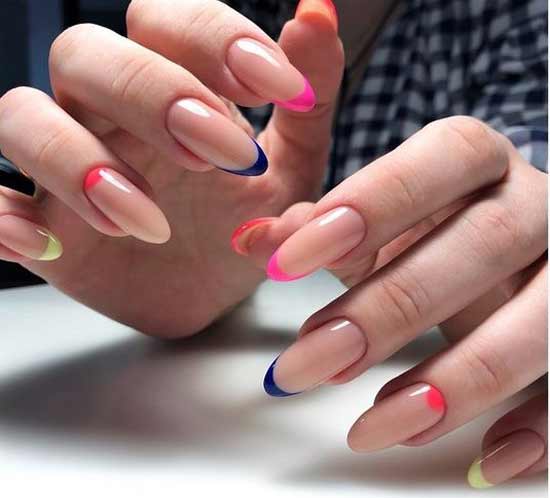 French with moonlit manicure in blue tones