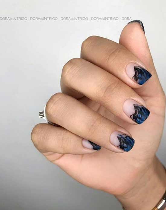 Abstract blue manicure french